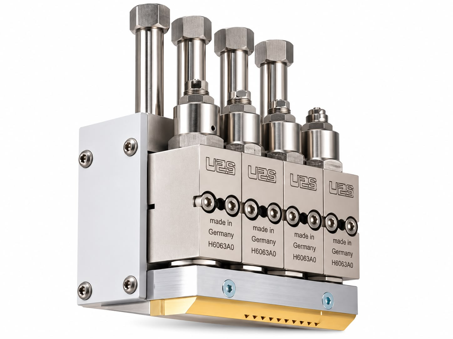 Multi-valve hot-melt adhesive application head and replacement components